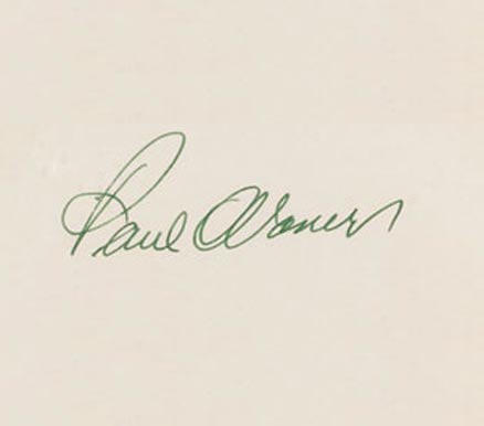 1999 HOF Autograph Index, Postcards, Album, Photo, etc Paul Waner #254 Baseball Card