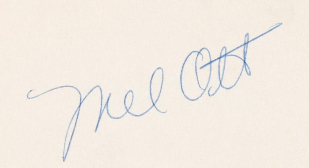 1999 HOF Autograph Index, Postcards, Album, Photo, etc Mel Ott #190 Baseball Card
