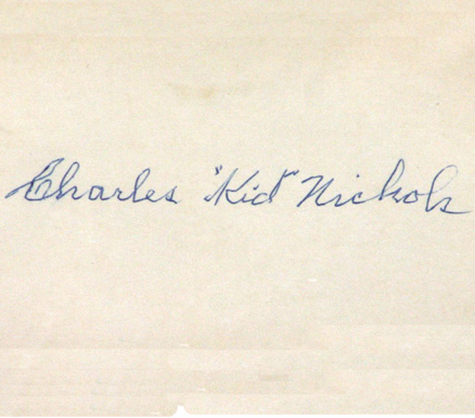 1999 HOF Autograph Index, Postcards, Album, Photo, etc Kid Nichols # Baseball Card