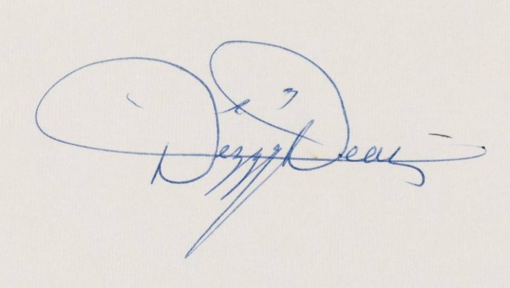 1999 HOF Autograph Index, Postcards, Album, Photo, etc Dizzy Dean # Baseball Card