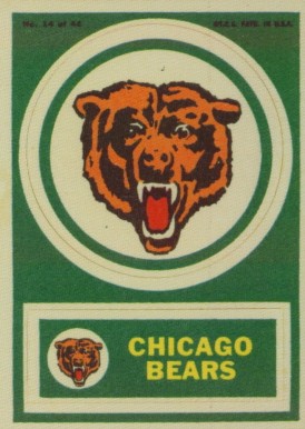 1968 Topps Test Team Patch/Stickers Chicago Bears #14 Football Card