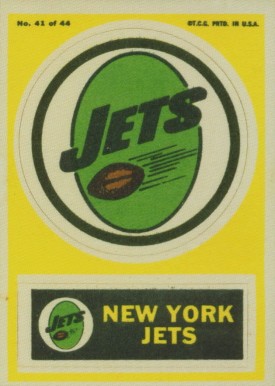 1968 Topps Test Team Patch/Stickers New York Jets #41 Football Card