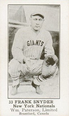 1923 William Paterson Frank Snyder #33 Baseball Card