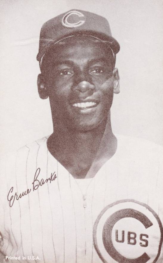 1962 Exhibits Statistic Back Ernie Banks # Baseball Card