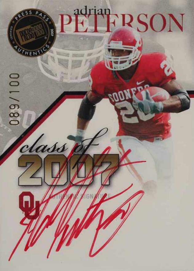 2007 Press Pass SE Class of 2007 Authograph Adrian Peterson #CL-AP Football Card