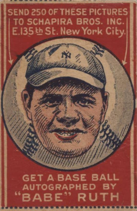 1921 Schapira Bros. Babe Ruth-Hand Cut Portrait # Baseball Card