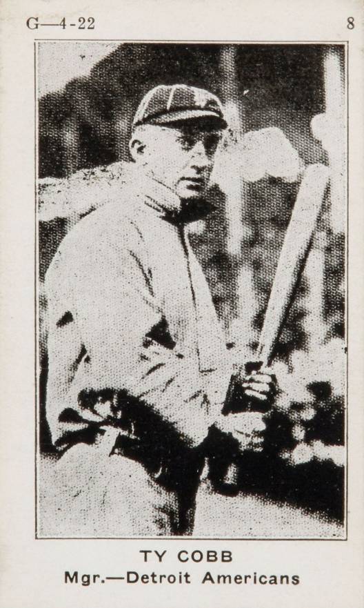 1922 Strip Card Ty Cobb #8 Baseball Card