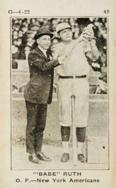 1922 Strip Card Babe Ruth #49 Baseball Card