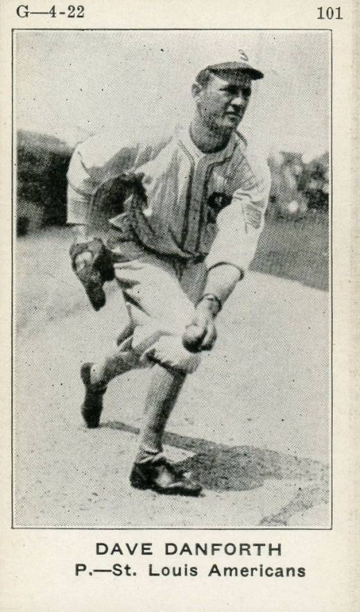 1922 Strip Card Dave Danforth #101 Baseball Card