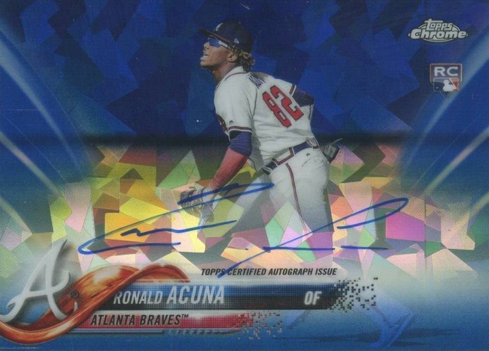2018 Topps Chrome Sapphire Edition Rookie Autographs Ronald Acuna #AC-RA Baseball Card