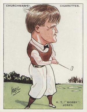 1928 W.A. & A.C. Churchman Men of the Moment-1st Series Ser. of 12 R.T. (Bobby) Jones #7 Golf Card