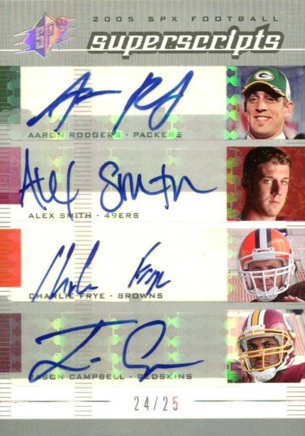 2005 SPx Super Scripts Autograph Rodgers/Smith/Frye/Campbell #RSFC Football Card