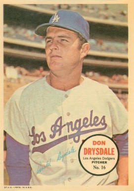 1967 Topps Pin-Ups Don Drysdale #16 Baseball Card