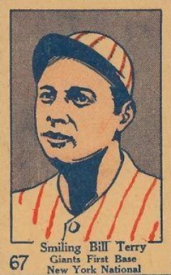 1928 Strip Card Smiling Bill Terry #67 Baseball Card