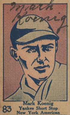1928 Strip Card Mark Koenig #83 Baseball Card