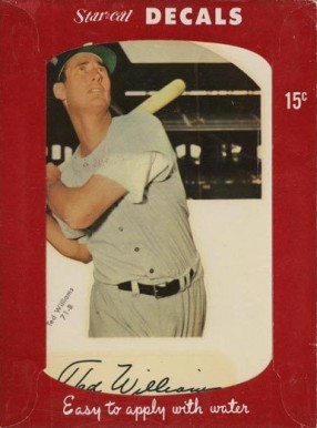 1952 Star-Cal Decals Type 1 Ted Williams #71-B Baseball Card