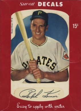 1952 Star-Cal Decals Type 1 Ralph Kiner #77-B Baseball Card