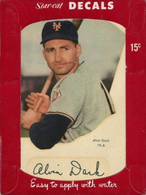 1952 Star-Cal Decals Type 1 Alvin Dark #78-B Baseball Card