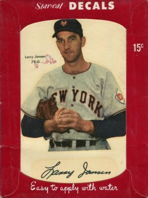 1952 Star-Cal Decals Type 1 Larry Jansen #78-D Baseball Card