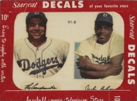 1952 Star-Cal Decals Type 2 Campanella/Robinson #91b Baseball Card