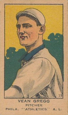 1919 Strip Card Vean Gregg #33 Baseball Card
