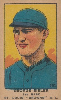 1919 Strip Card George Sisler #101 Baseball Card