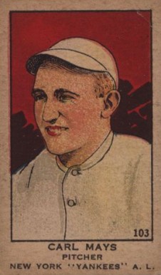 1919 Strip Card Carl Mays #103 Baseball Card