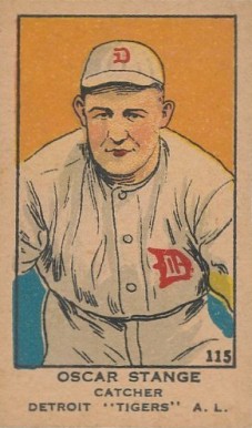 1919 Strip Card Oscar Stange Catcher Detroit "Tigers" A.L. #115 Baseball Card