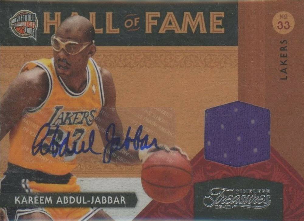 2009 Panini Timeless Treasures Hall of Fame Material Kareem Abdul Jabbar #2 Basketball Card