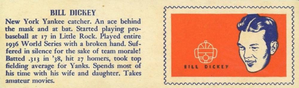 1940 Wheaties Champs/USA Bill Dickey # Baseball Card