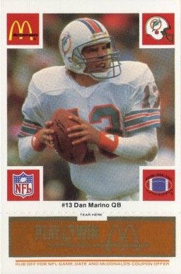1986 McDonald's Dolphins Dan Marino #13 Football Card