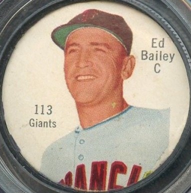 1962 Salada-Junket Coin Ed Bailey #113 Baseball Card