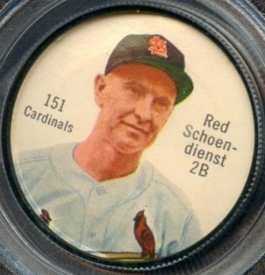 1962 Salada-Junket Coin Red Schoendienst #151 Baseball Card