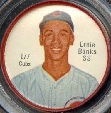 1962 Salada-Junket Coin Ernie Banks #177 Baseball Card