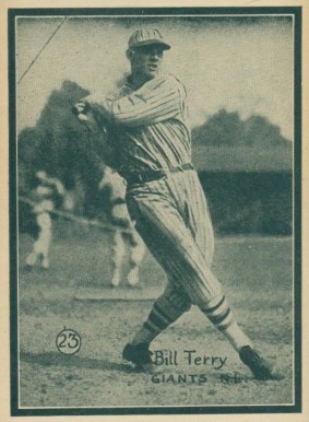 1931 Strip Card Hand Cut Bill Terry #23 Baseball Card