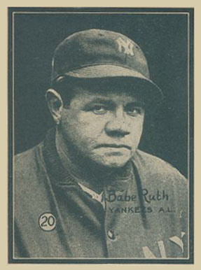 1931 Strip Card Hand Cut Babe Ruth #20 Baseball Card