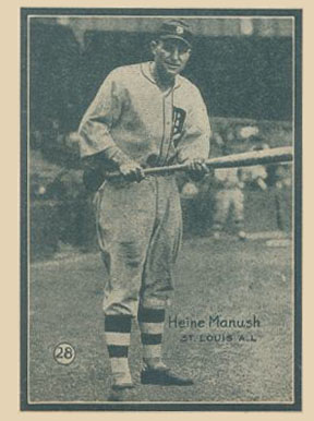 1931 Strip Card Hand Cut Heine Manush #28 Baseball Card