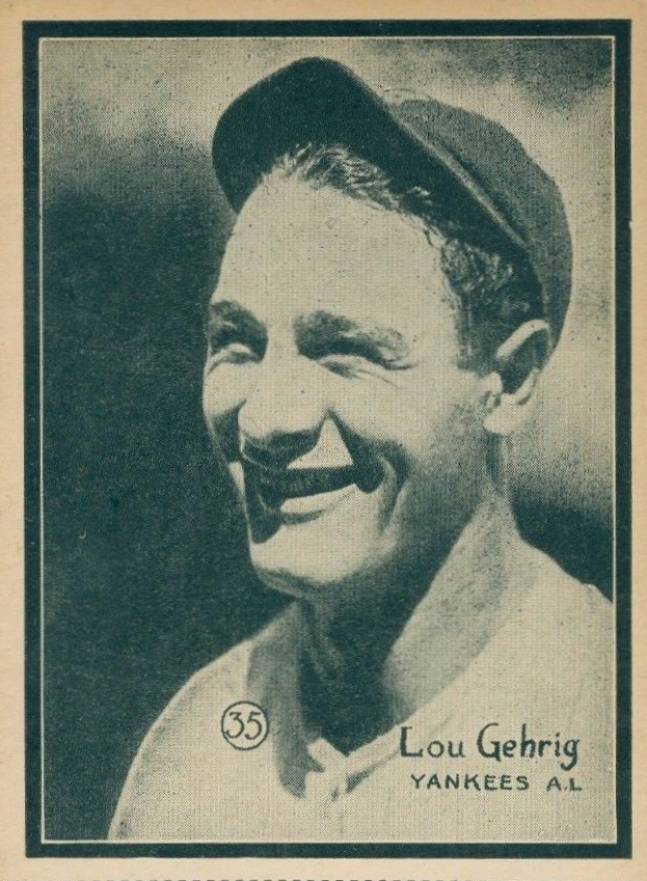 1931 Strip Card Hand Cut Lou Gehrig #35 Baseball Card