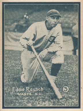 1931 Strip Card Hand Cut Eddie Rausch #3 Baseball Card