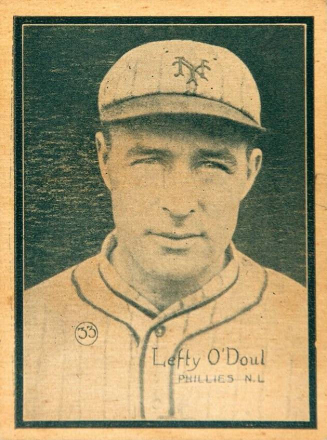 1931 Strip Card Hand Cut Lefty O'Doul #33A Baseball Card