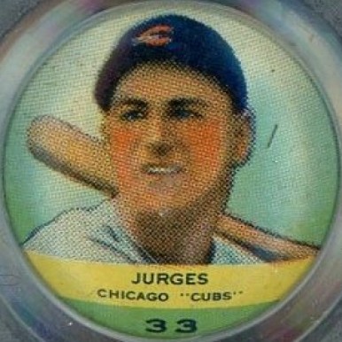 1932 Orbit Gum Pins Numbered Bill Jurges #33 Baseball Card