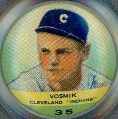 1932 Orbit Gum Pins Numbered Joe Vosmik #35 Baseball Card