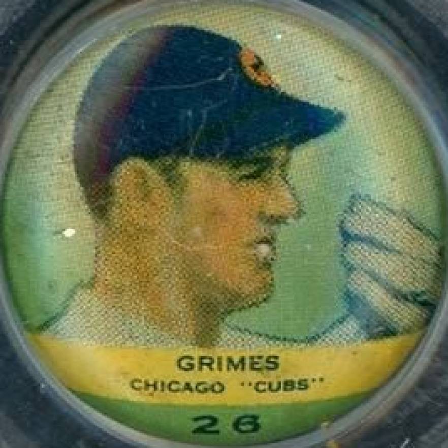 1932 Orbit Gum Pins Numbered Burleigh Grimes #26 Baseball Card