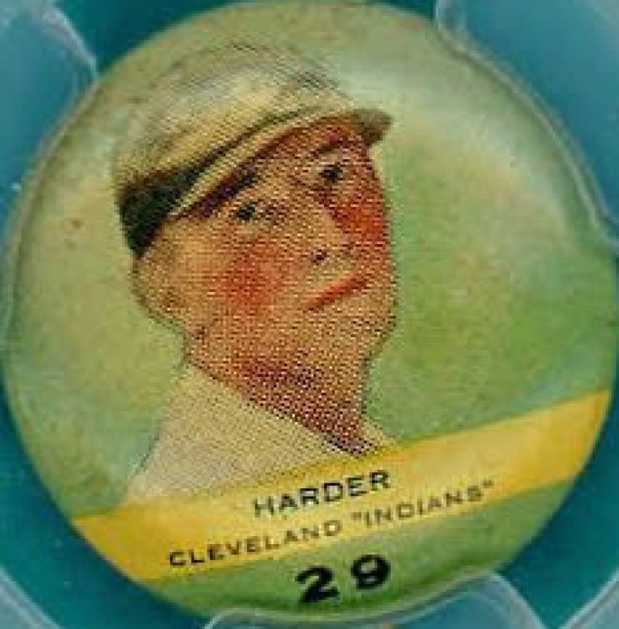 1932 Orbit Gum Pins Numbered Mel Harder #29 Baseball Card