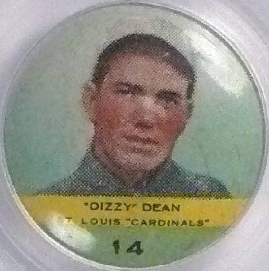 1932 Orbit Gum Pins Numbered Dizzy Dean #14 Baseball Card