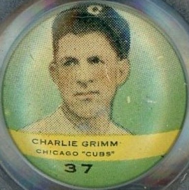 1932 Orbit Gum Pins Numbered Charlie Grimm #37 Baseball Card