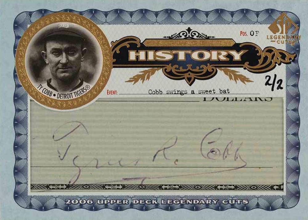 2006 SP Legendary Cuts A Place in History Cut Signatures Ty Cobb #PHCTY Baseball Card