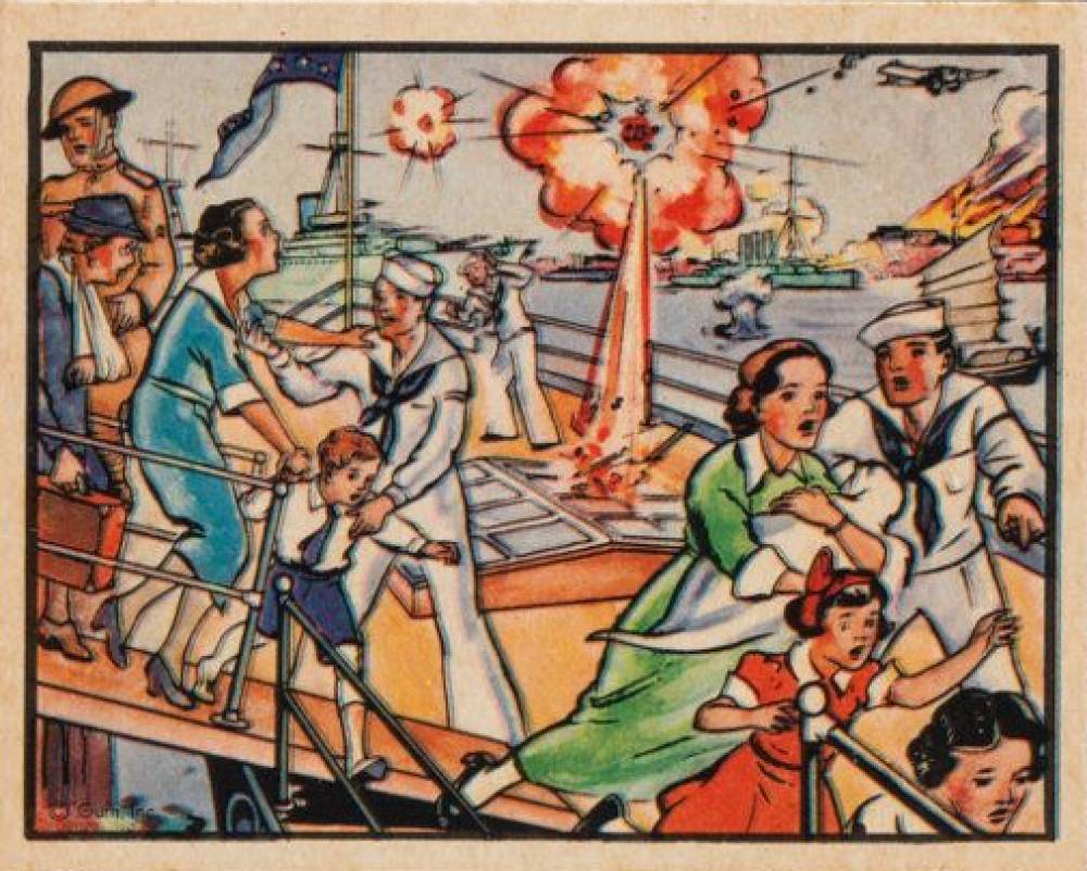 1938 Horrors of War Shells Splinter Deck Of Tender With U.S. Refugees #26 Non-Sports Card