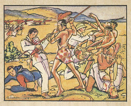 1938 Horrors of War Fierce Wallega Tribesmen Attack Italian Aces #47 Non-Sports Card
