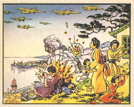 1938 Horrors of War Chinese Bombers Raid Japanese Territory #87 Non-Sports Card